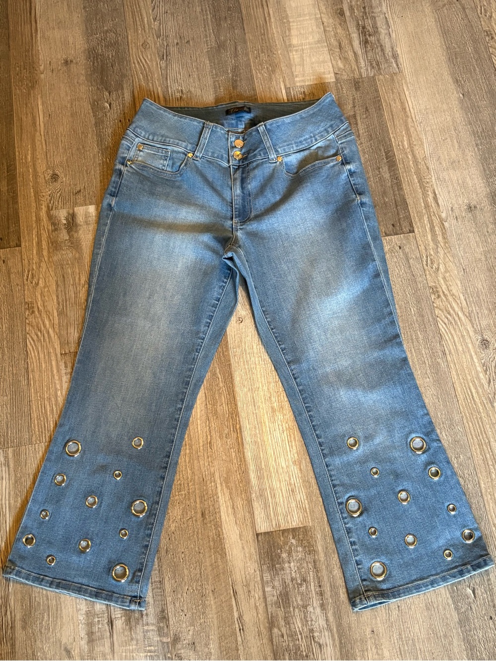 Thalia Sodi Blue Wide-Leg Jeans with Grommet Accents